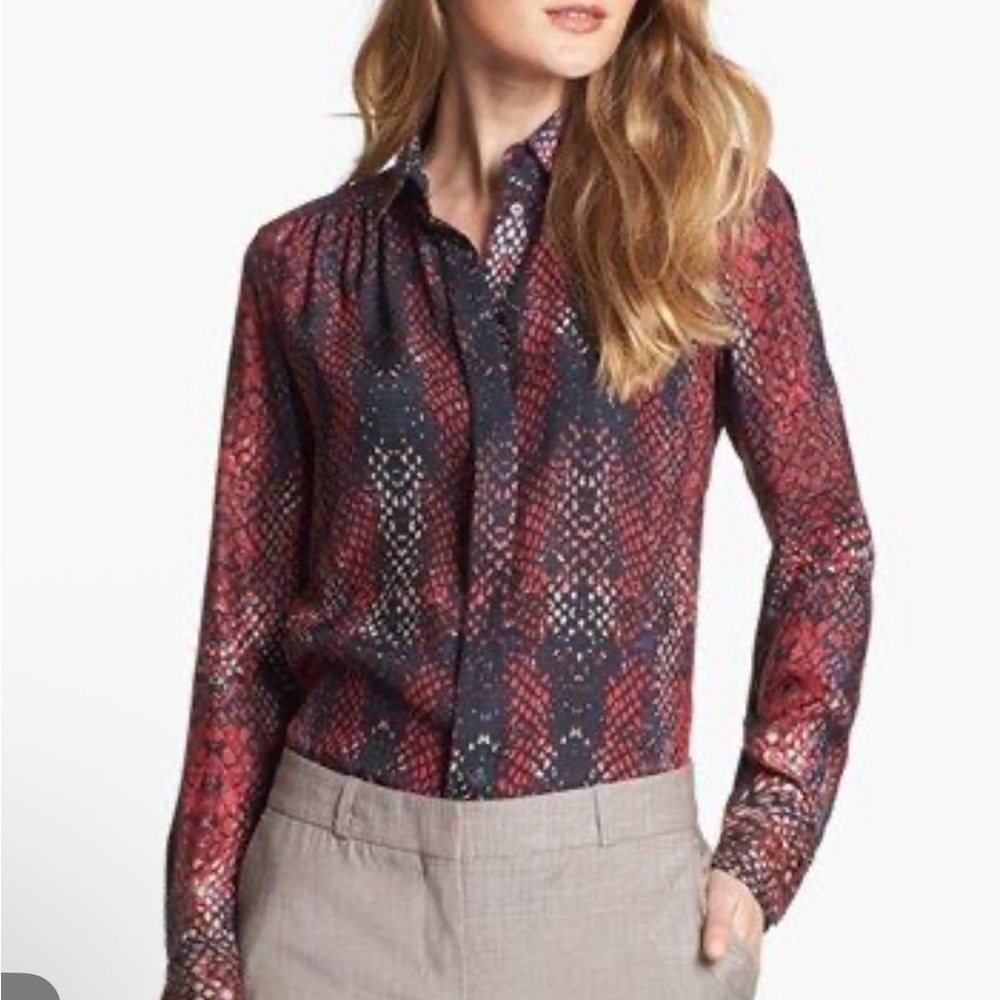 Hugo Boss Red and Black Snake Print Blouse